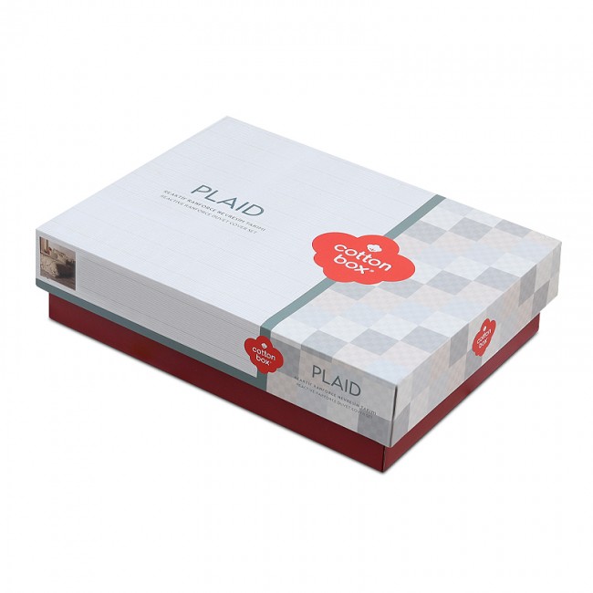 Σετ παπλωματοθήκη Plaid Cotton Box 4 τμχ Διπλή (200x220) χρώμα mink
