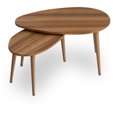 Σετ τραπεζάκια σαλονιού Spline Megapap 2 τμχ. χρώμα καρυδί 80x40x46εκ.