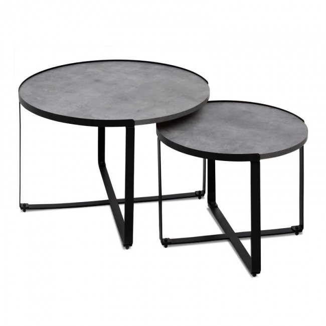 Davis Megapap metallic - melamine coffee tables in beton grey color 70x69x46cm.