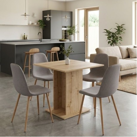 Dining room set 5pcs Allos - Iris Megapap sapphire oak color - beige 75x75x77cm.