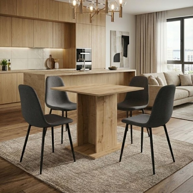 Σετ τραπεζαρία 5τμχ Allos - Iris Megapap χρώμα sapphire oak - γκρι 75x75x77εκ.