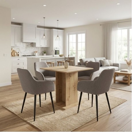 Dining room set 5pcs Allos - Monica Megapap sapphire oak color - beige 75x75x77cm.