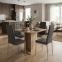 Σετ τραπεζαρία 5τμχ Allos - Rosa Megapap χρώμα sapphire oak - γκρι/χρωμίου πόδι 75x75x77εκ.
