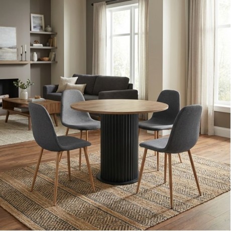 Dining room set 5pcs Bohema - Iris Megapap sepet oak color - grey Ø90x77.7cm.