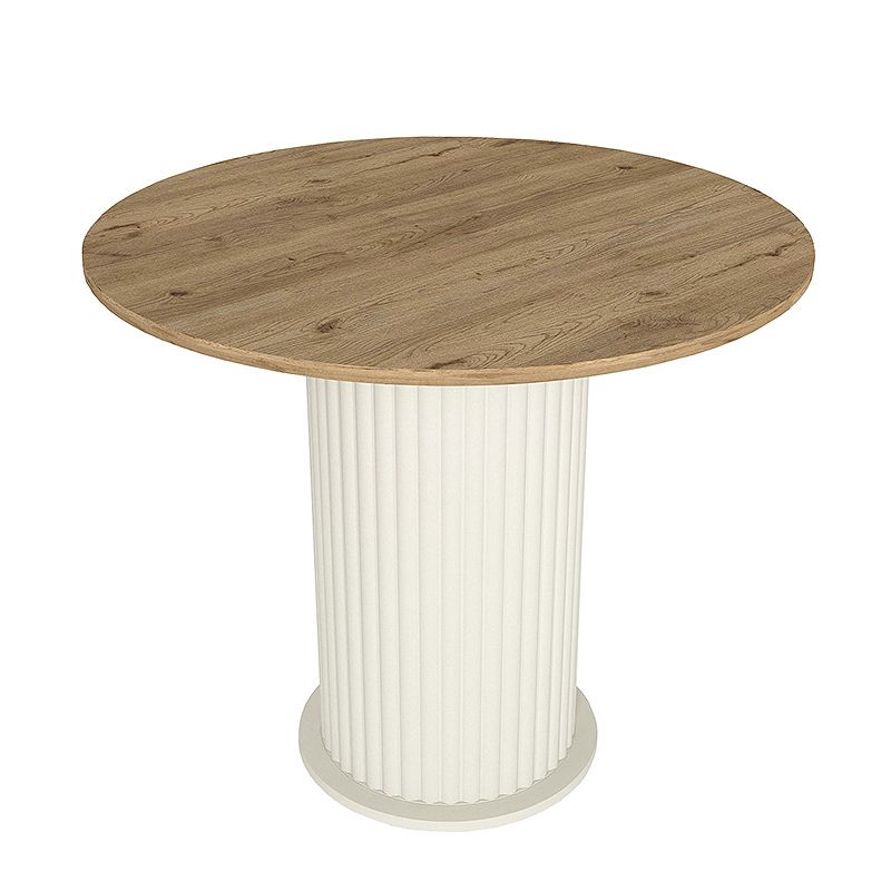 Σετ τραπεζαρία 5τμχ Bohema - Kevin Megapap χρώμα ivory/sepet oak - μόκα Ø90x77,7εκ.