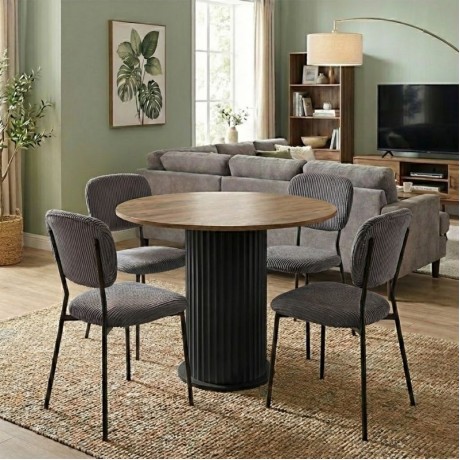 Dining room set 5pcs Bohema - Kevin Megapap sepet oak color - grey Ø90x77.7cm.