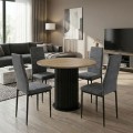 Dining room set 5pcs Bohema - Rosa Megapap sepet oak color - grey Ø90x77.7cm.