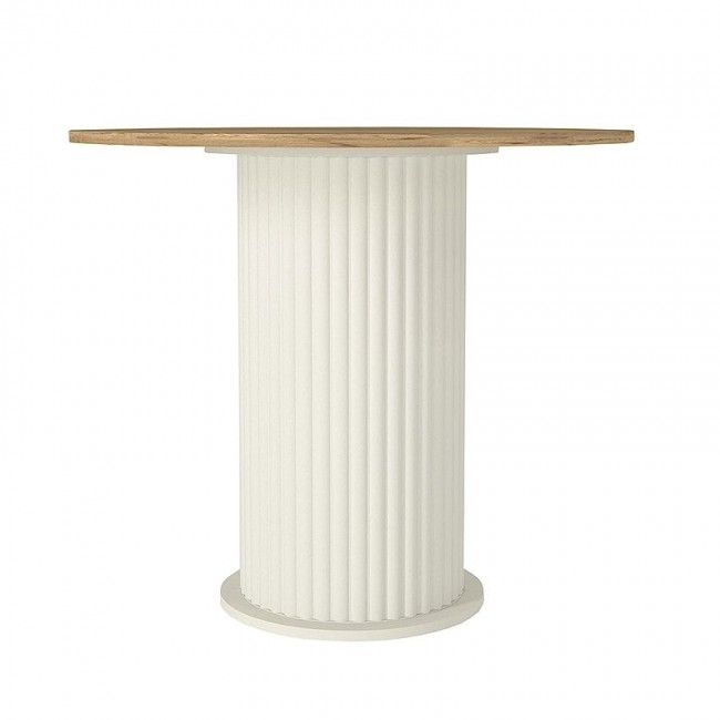 Σετ τραπεζαρία 5τμχ Bohema - Viva Megapap χρώμα ivory/sepet oak - γκρι Ø90x77,7εκ.