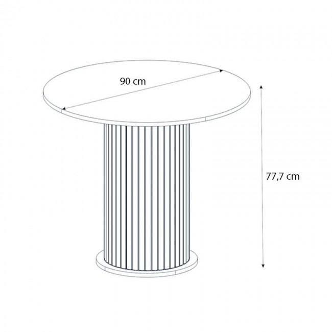 Σετ τραπεζαρία 5τμχ Bohema - Viva Megapap χρώμα ivory/sepet oak - μαύρο Ø90x77,7εκ.