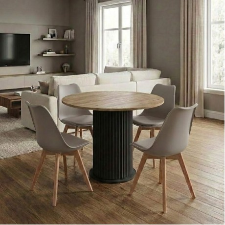 Dining room set 5pcs Bohema - Viva Megapap sepet oak color - cappuccino Ø90x77.7cm.