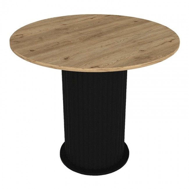 Σετ τραπεζαρία 5τμχ Bohema - Viva Megapap χρώμα μαύρο/sepet oak - cappuccino Ø90x77,7εκ.