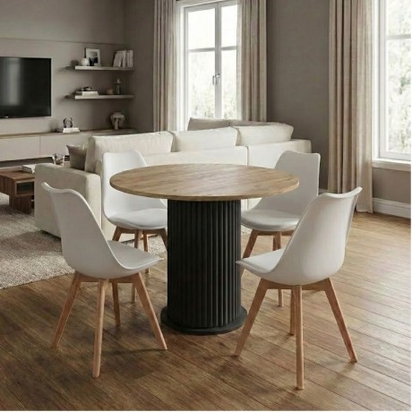 Dining room set 5pcs Bohema - Viva Megapap sepet oak color - white Ø90x77.7cm.