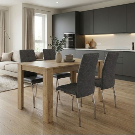 Dining room set 5pcs Darlen - Alma Megapap sapphire oak color - grey 125x72x74cm.