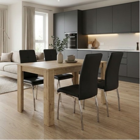 Dining room set 5pcs Darlen - Alma Megapap sapphire oak color - black 125x72x74cm.