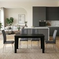 Dining room set 5pcs Darlen - Alma Megapap sencron black color - grey 125x72x74cm.