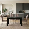Dining room set 5pcs Darlen - Alma Megapap sencron black color - beige 125x72x74cm.