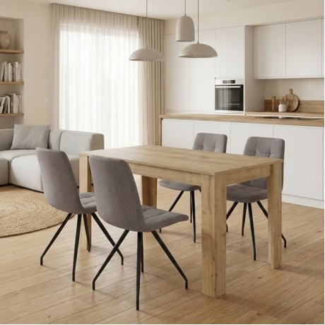 Dining room set 5pcs Darlen - Bianca Megapap sapphire oak color - beige 125x72x74cm.