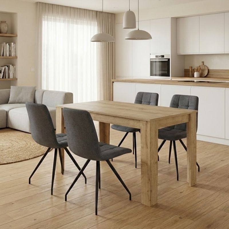 Σετ τραπεζαρία 5τμχ Darlen - Bianca Megapap χρώμα sapphire oak - γκρι 125x72x74εκ.