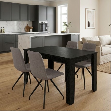 Dining room set 5pcs Darlen - Bianca Megapap sencron black color - beige 125x72x74cm.