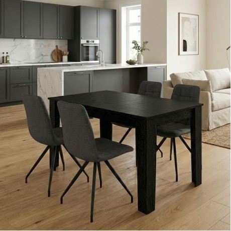 Dining room set 5pcs Darlen - Bianca Megapap sencron black color - grey 125x72x74cm.
