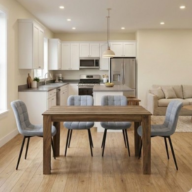 Σετ τραπεζαρία 5τμχ Darlen - Chiara Megapap χρώμα καρυδί - γκρι 125x72x74εκ.