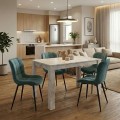 Dining room set 5pcs Darlen - Chiara Megapap white marble color - green 125x72x74cm.