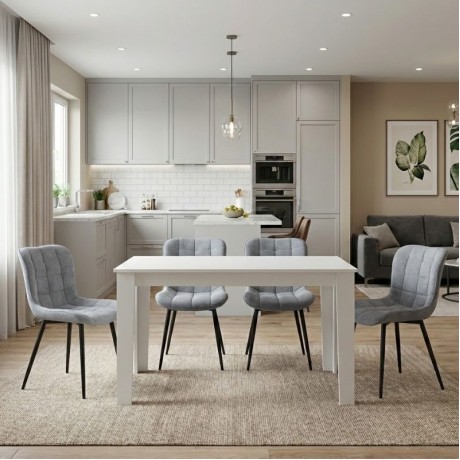 Dining room set 5pcs Darlen - Chiara Megapap white color - grey 125x72x74cm.