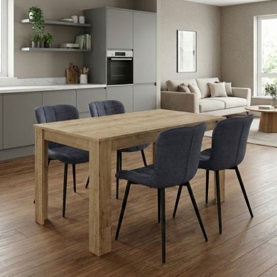 Σετ τραπεζαρία 5τμχ Darlen - Chiara Megapap χρώμα sapphire oak - ανθρακί 125x72x74εκ.