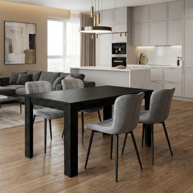 Σετ τραπεζαρία 5τμχ Darlen - Chiara Megapap χρώμα sencron black - γκρι 125x72x74εκ.