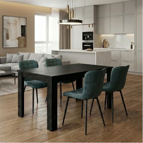 Dining room set 5pcs Darlen - Chiara Megapap sencron black color - green 125x72x74cm.