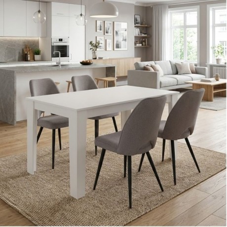 Dining room set 5pcs Darlen - Christy Megapap white color - beige 125x72x74cm.