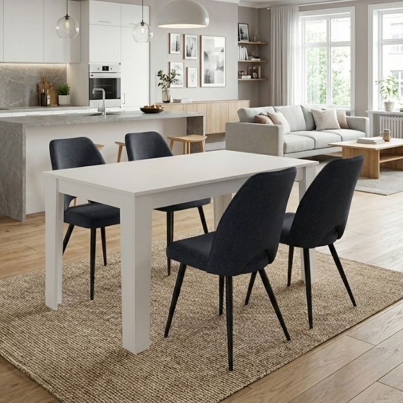 Dining room set 5pcs Darlen - Christy Megapap white color - anthracite 125x72x74cm.