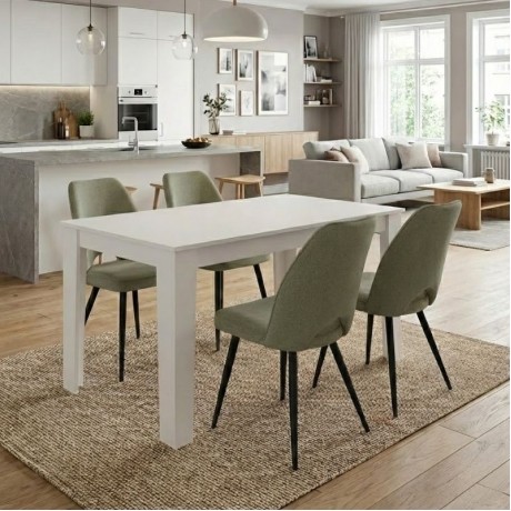 Dining room set 5pcs Darlen - Christy Megapap white color - olive 125x72x74cm.