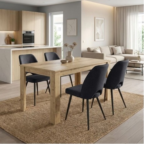 Dining room set 5pcs Darlen - Christy Megapap sapphire oak color - anthracite 125x72x74cm.