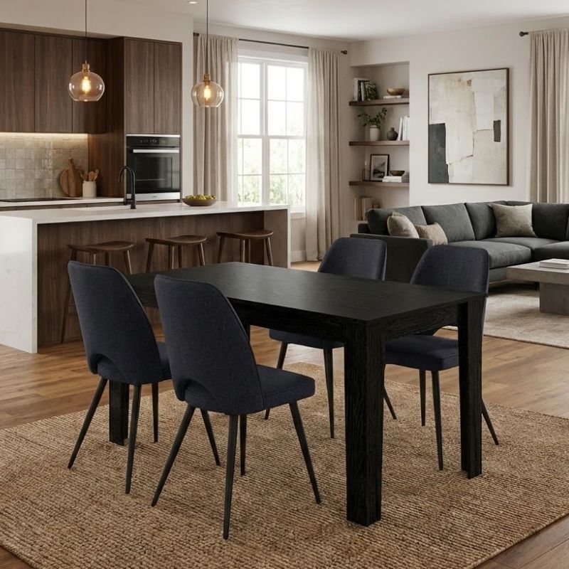Dining room set 5pcs Darlen - Christy Megapap sencron black color - anthracite 125x72x74cm.