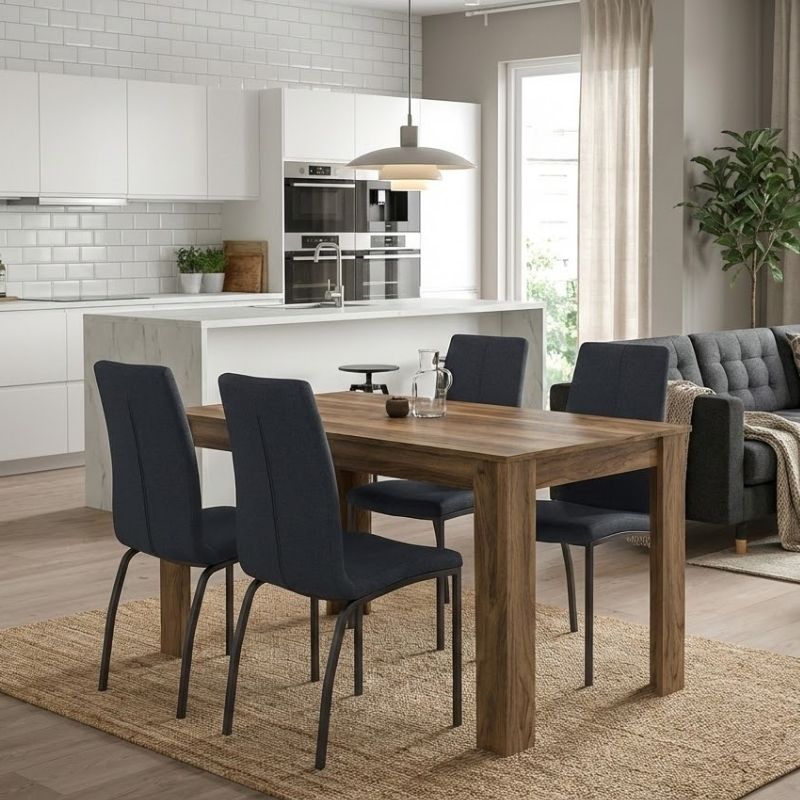 Dining room set 5pcs Darlen - Fina Megapap walnut color - anthracite 125x72x74cm.