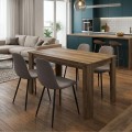 Dining room set 5pcs Darlen - Iris Megapap walnut color - beige 125x72x74cm.