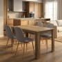 Dining room set 5pcs Darlen - Iris Megapap walnut color - beige 125x72x74cm.