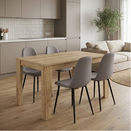Dining room set 5pcs Darlen - Iris Megapap sapphire oak color - beige 125x72x74cm.