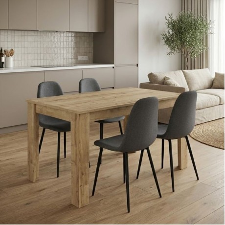 Dining room set 5pcs Darlen - Iris Megapap sapphire oak color - grey 125x72x74cm.