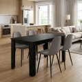 Dining room set 5pcs Darlen - Iris Megapap sencron black color - beige 125x72x74cm.