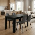Dining room set 5pcs Darlen - Iris Megapap sencron black color - grey 125x72x74cm.