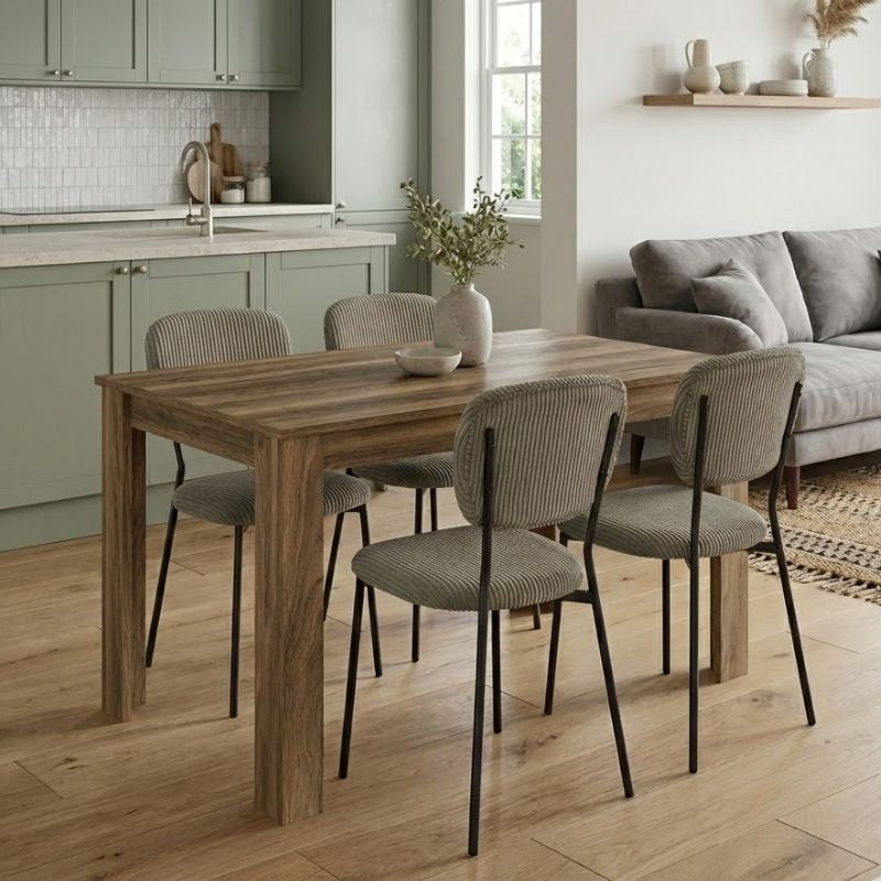 Dining room set 5pcs Darlen - Kevin Megapap walnut color - olive 125x72x74cm.