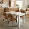 Dining room set 5pcs Darlen - Kevin Megapap white marble color - mustard 125x72x74cm.