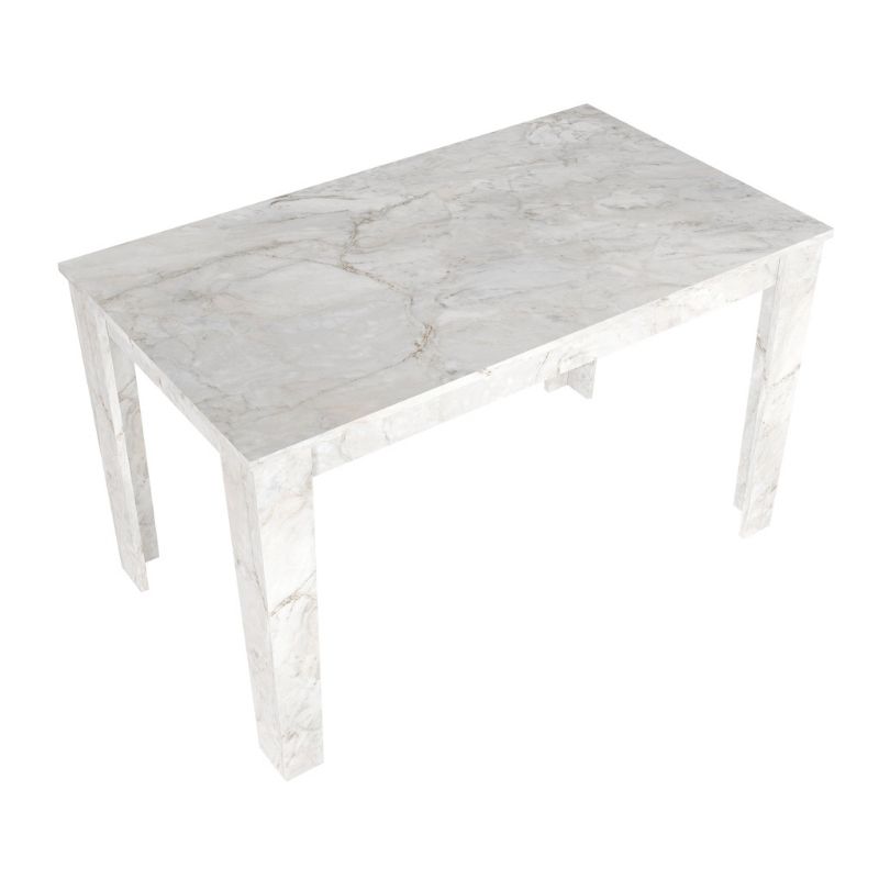 Dining room set 5pcs Darlen - Kevin Megapap white marble color - mustard 125x72x74cm.