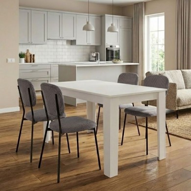 Σετ τραπεζαρία 5τμχ Darlen - Kevin Megapap χρώμα λευκό - γκρι 125x72x74εκ.