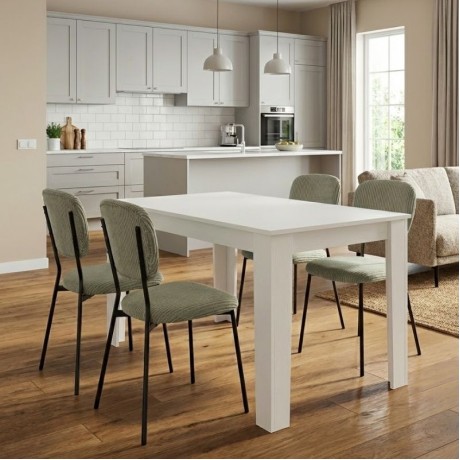 Dining room set 5pcs Darlen - Kevin Megapap white color - olive 125x72x74cm.