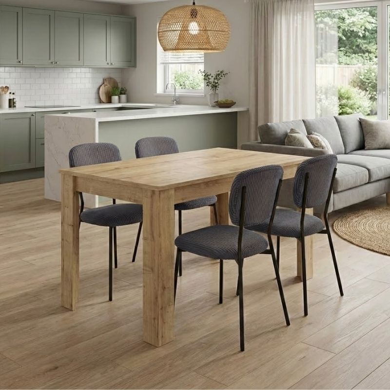 Σετ τραπεζαρία 5τμχ Darlen - Kevin Megapap χρώμα sapphire oak - γκρι 125x72x74εκ.