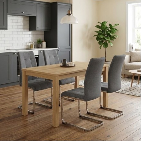 Dining room set 5pcs Darlen - Laura Megapap sapphire oak color - grey 125x72x74cm.