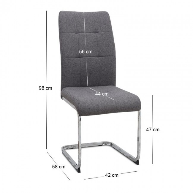 Σετ τραπεζαρία 5τμχ Darlen - Laura Megapap χρώμα sencron black - γκρι 125x72x74εκ.